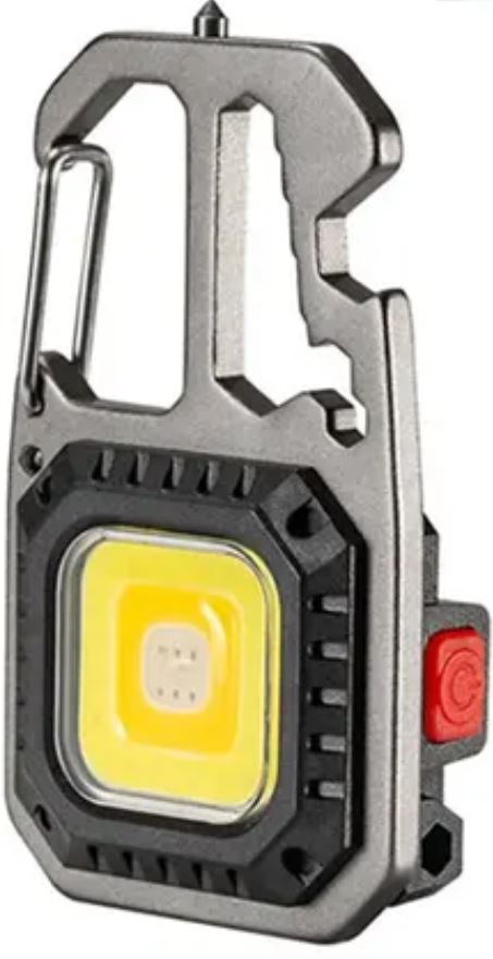 OEM Svítilna klíčenka karabina LED USB dobíjecí s šroubováky a otvírákem na lahve