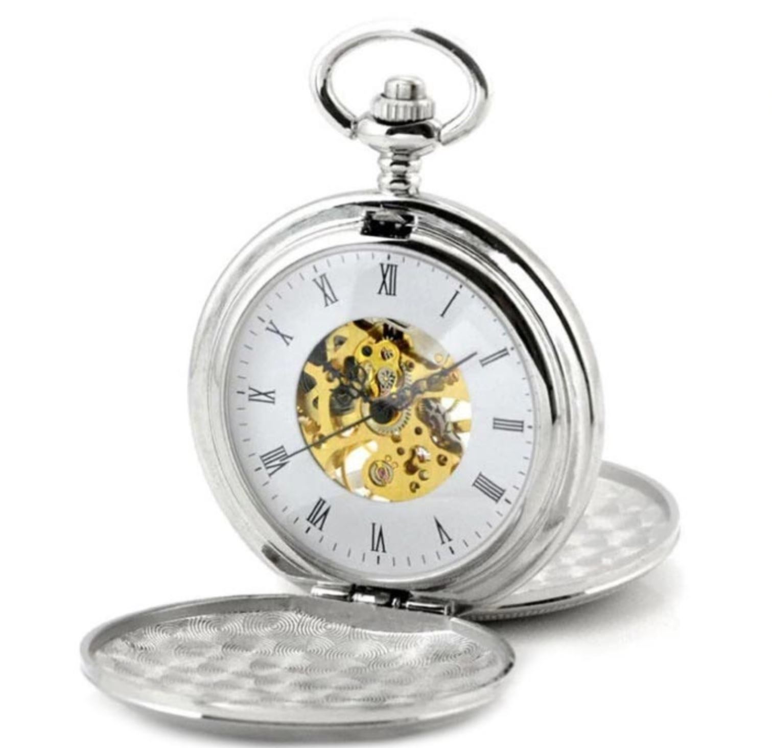 Šperky4U Mechanické kapesní hodinky otevírací stříbrné - cibule