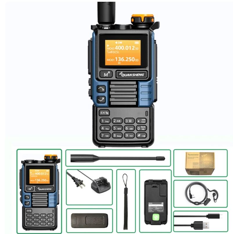 QUANSHENG UV-K5 (99) / UV-K6 dualband VHF/UHF příjem AIR a USB nabíjení Barva: Modrá