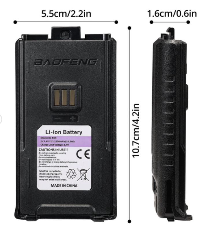 Baterie akumulátor BAOFENG UV-5RM USB-C 2500 mAh
