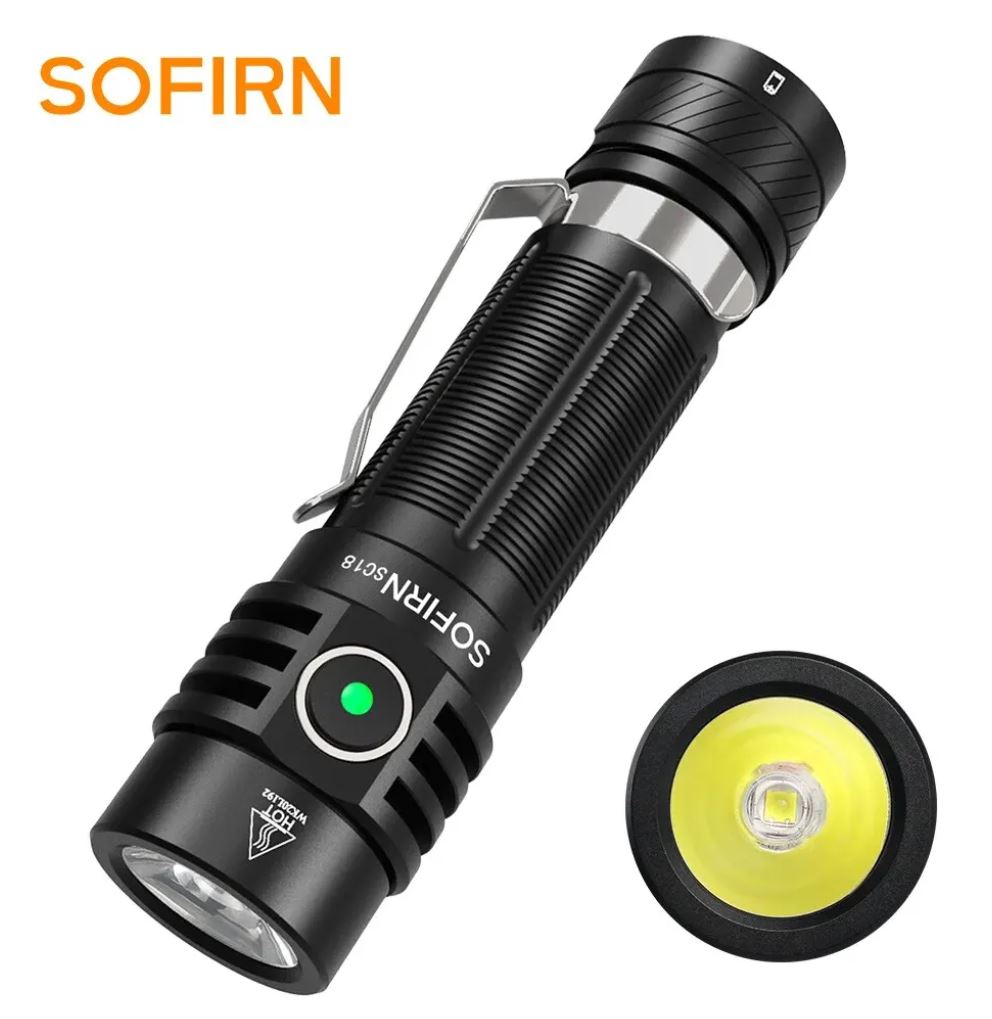 SOFIRN Svítilna SC18 dobíjecí USB-C a baterie 18650 voděodolná IP68 1800 lm