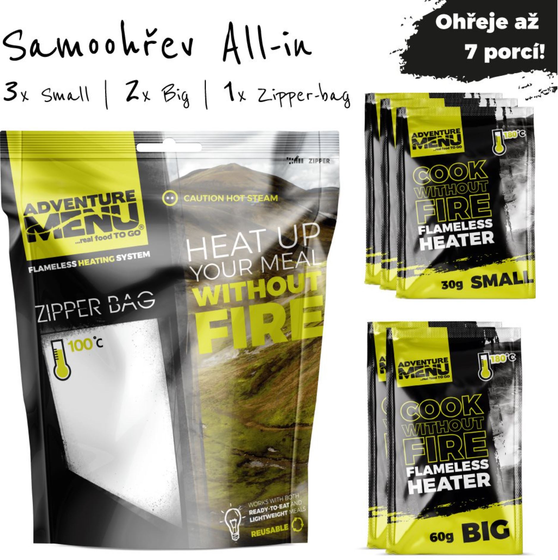 ADVENTURE MENU Samoohřev ALL IN (3x30g + 2x60g + zipper bag) - ADM