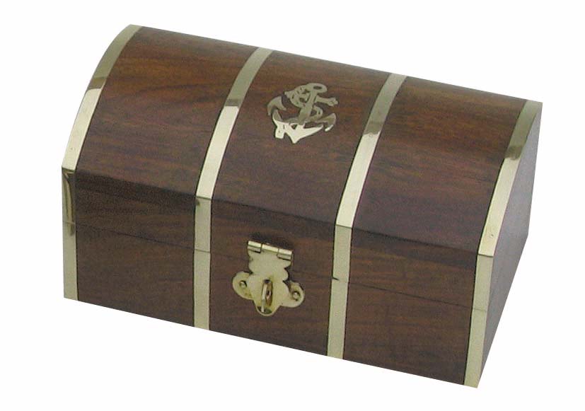 SEA CLUB Dřevěná truhla - box s kotvou 14 cm