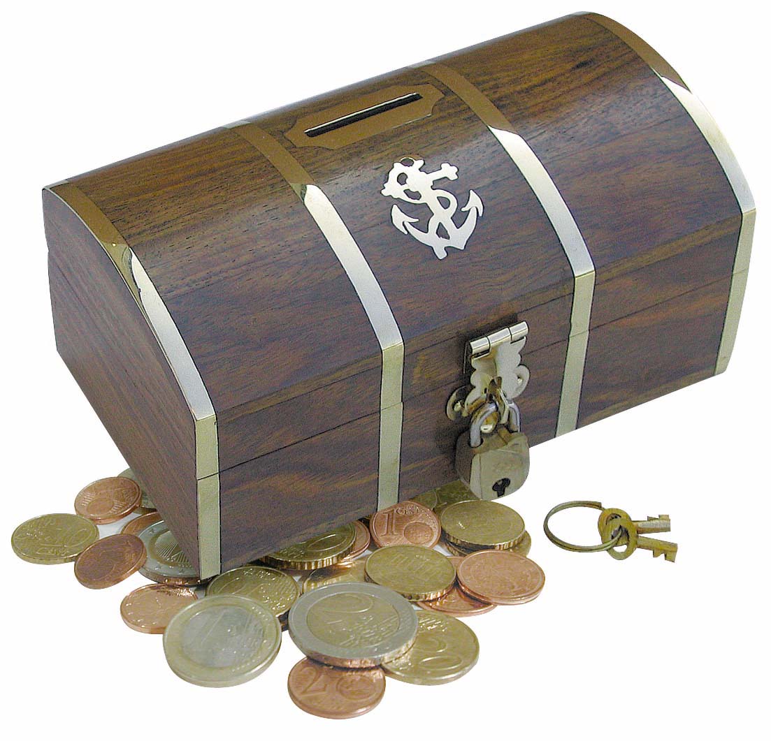 SEA CLUB Dřevěná truhla - box kasička - pokladnička na mince 9005