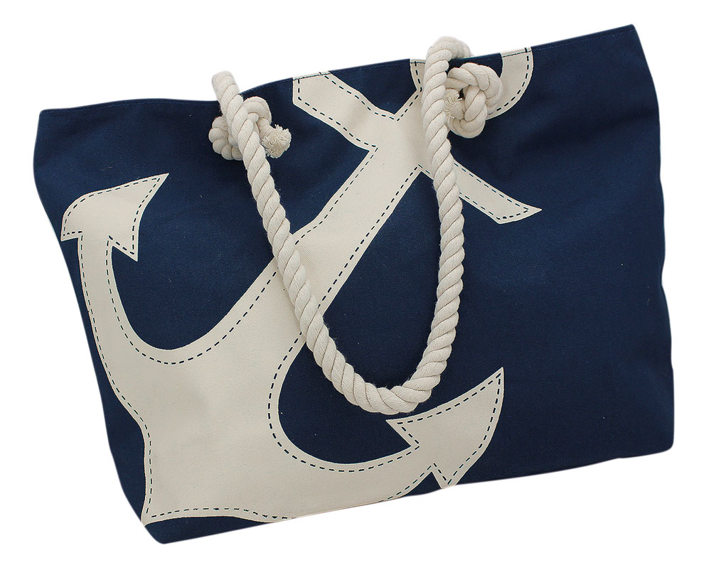 SEA CLUB Taška nákupní a plážová námořnická s kotvou modrá 9837 50 cm