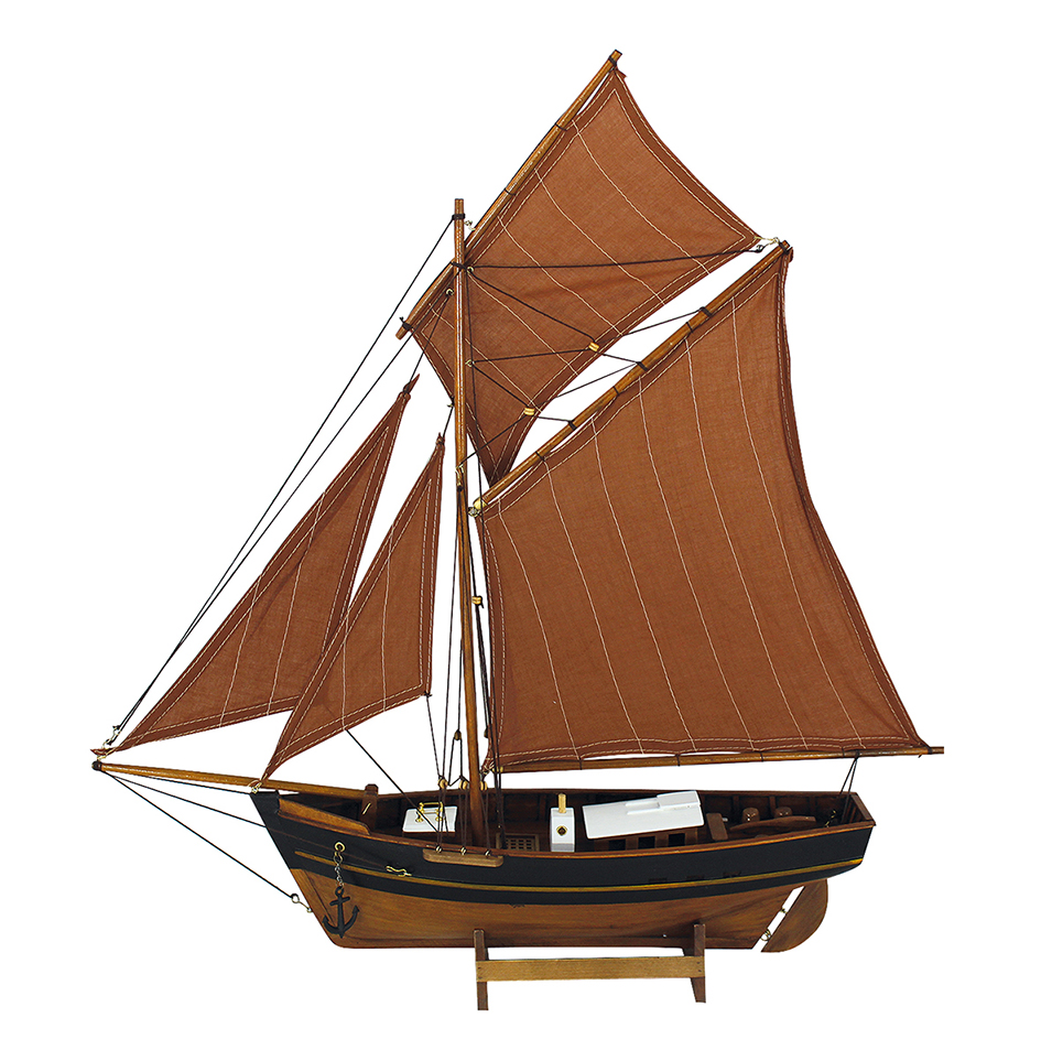 SEA CLUB Model rybářského člunu s červenými plachtami 60 cm 5131