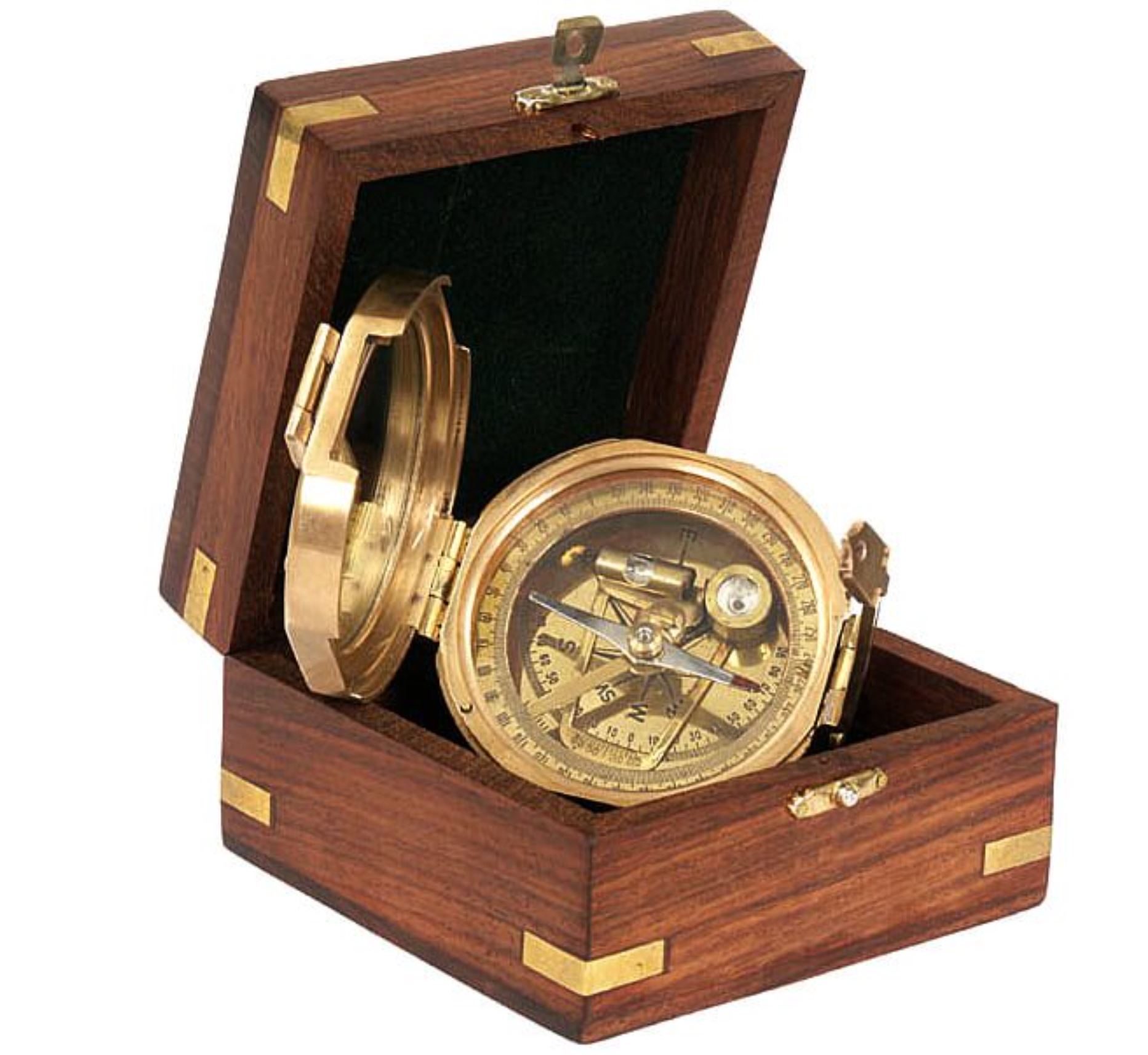 SEA CLUB Mosazný kompas Brunton průměr v dřevěné krabičce Ø 7,5 cm 8221