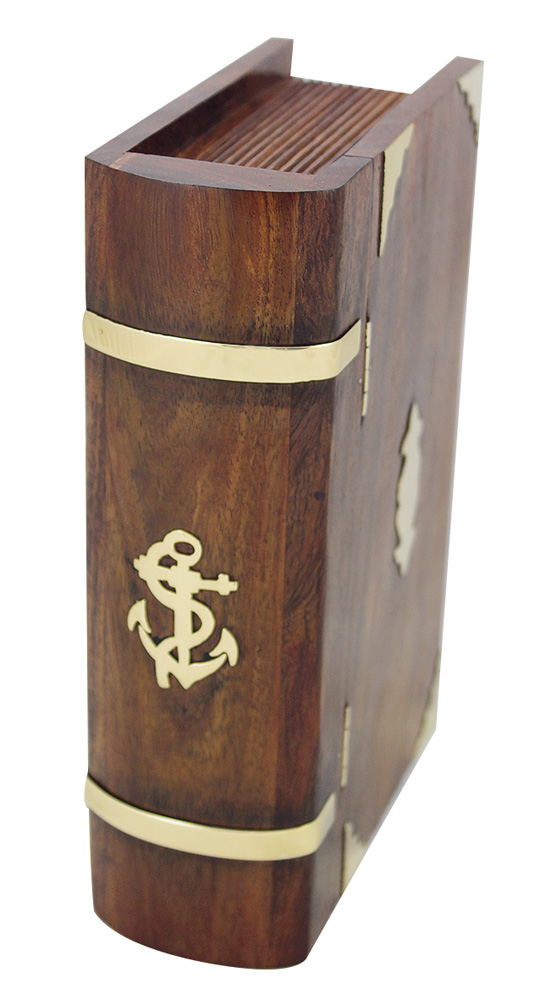 SEA CLUB Dřevěná truhla - box ve tvaru knihy se zámkem 9346