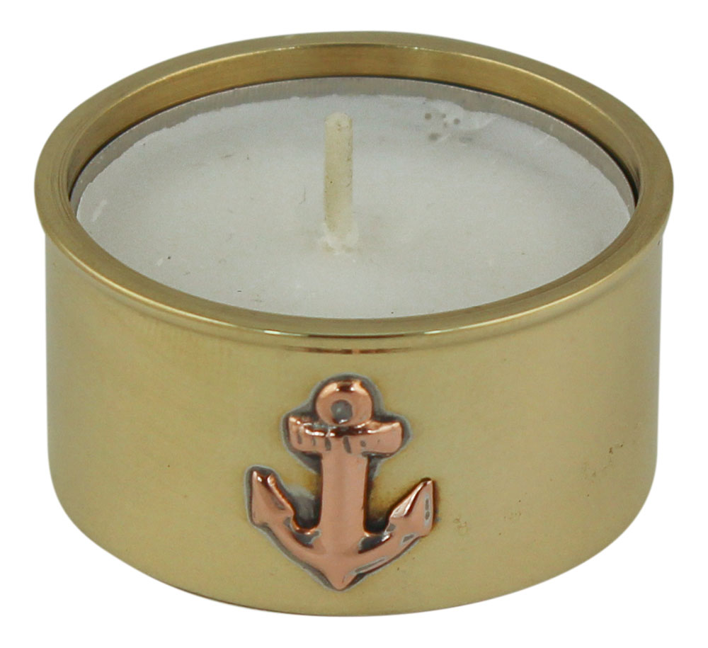 SEA CLUB Svícen na čajové svíčky mosazný námořnický s kotvou 9483