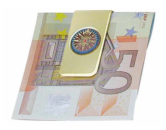 SEA CLUB Sponka na bankovky mosazná s růžicí kompasu 1116