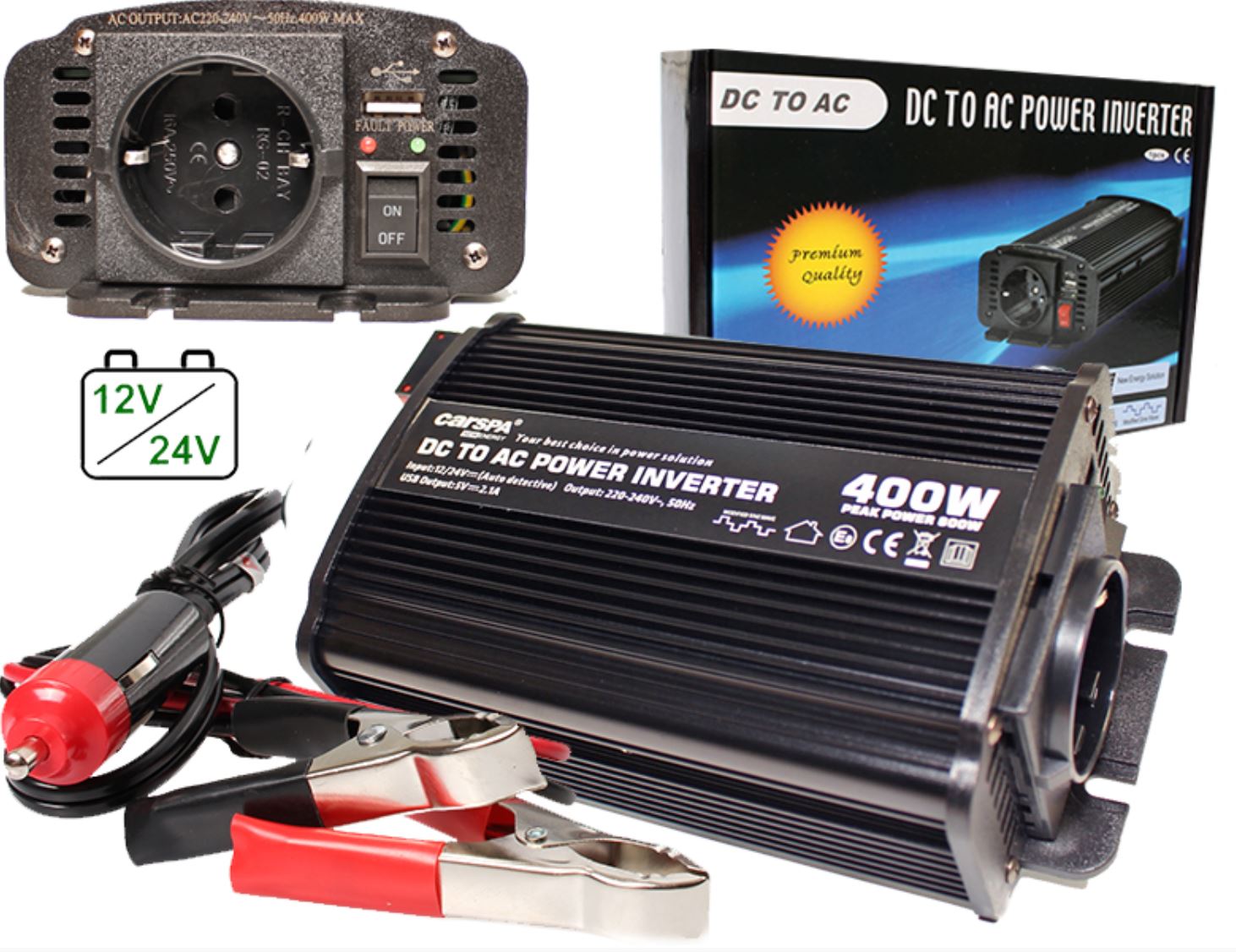 OEM Měnič 12V-24V/230V 400W (800W) + USB