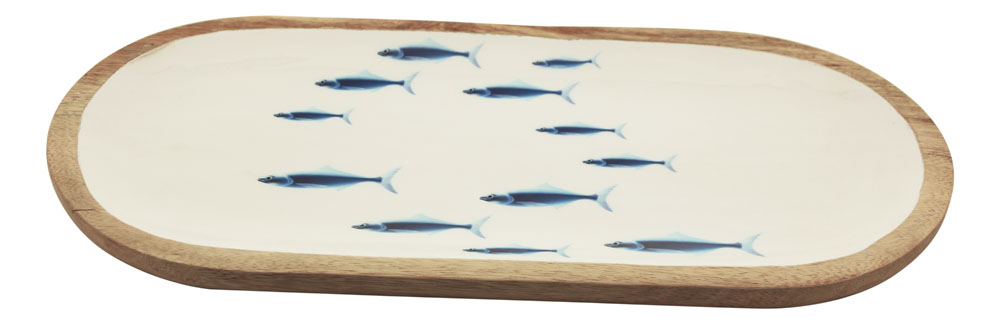 SEA CLUB Oválný talíř dřevěný s rybkami 9726