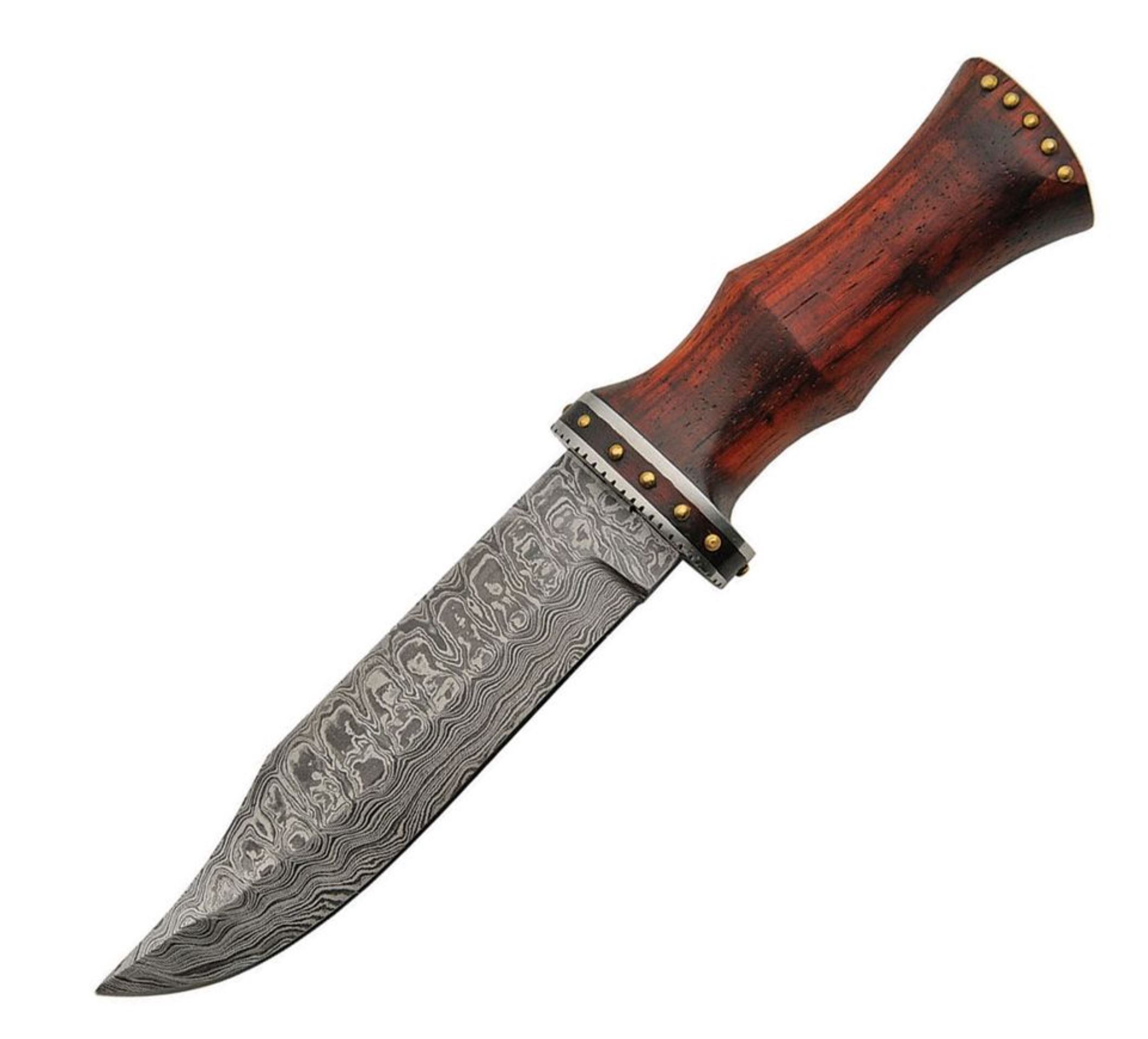 OEM Nůž s pevnou čepelí DAMASCUS BOWIE dřevěná rukojeť DM-1170