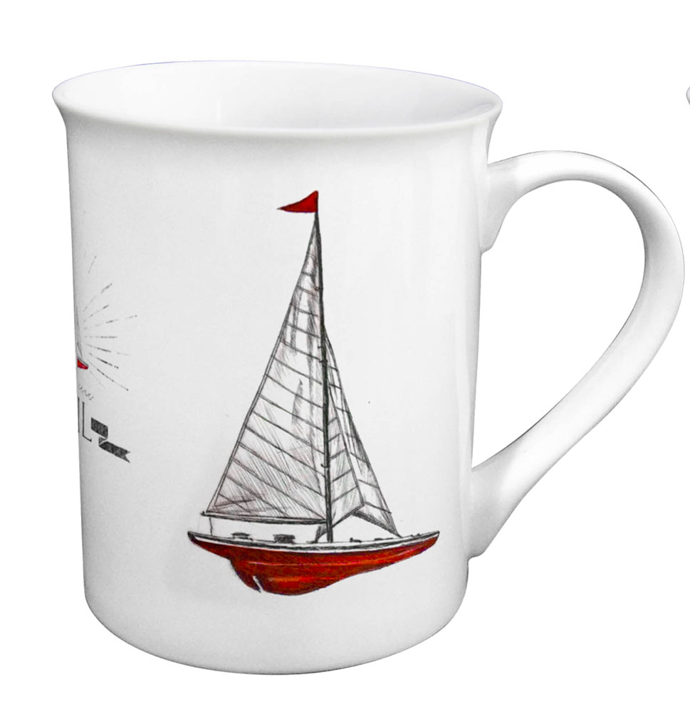 SEA CLUB Hrnek porcelánový s kresbou plachetnice 3987, 3983 Barva: Červená
