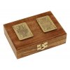 Karty v dřevěné krabičce mango/mosaz 8001