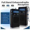 Malé přenosné nouzové rádio AM/SW/FM s karabinou na 2 AA baterie – ideální na cesty, turistiku i rybaření (černé)