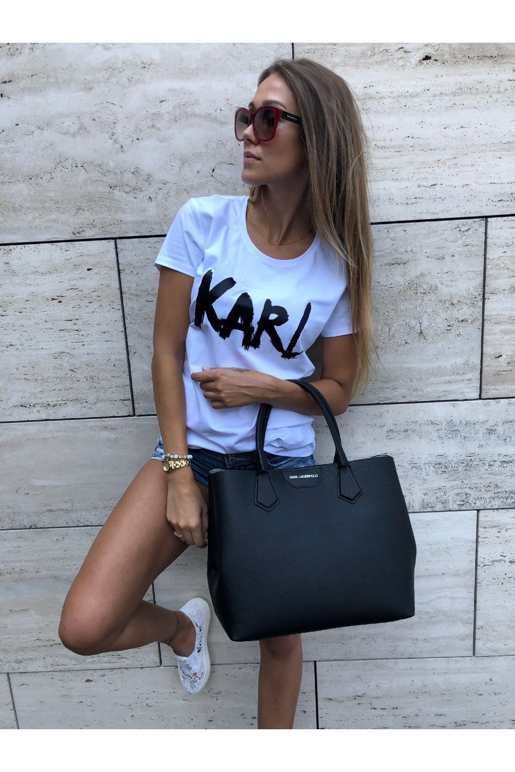 Kabelka Karl Lagerfeld Shopper Black | Eshopat.cz