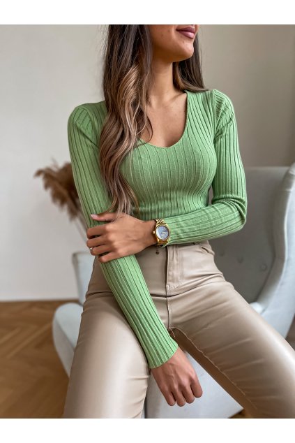 damsky top v neck ideally pea green eshopat cz 1