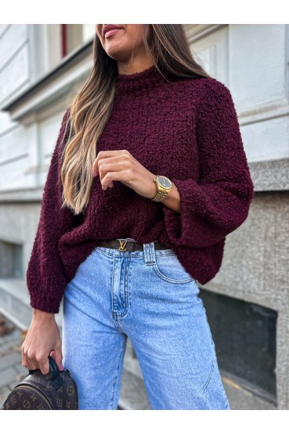 damsky svetr fluffy wine red eshopat cz 2