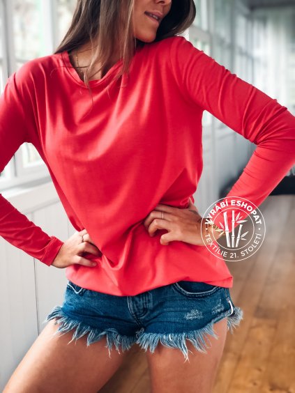 eshopat cz damske tricko bamboo long sleeve coral