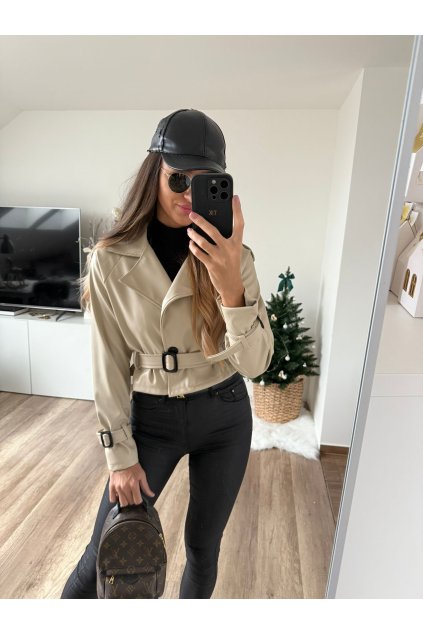 damska kozenkova cropp bunda s paskem beige eshopat cz 3
