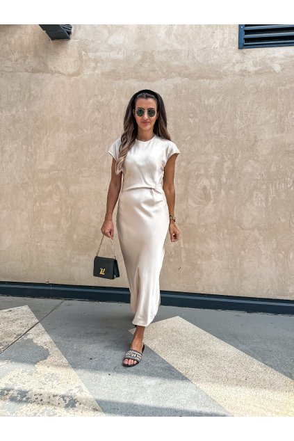 damske satenove midi saty s uzlem beige eshopat cz 1