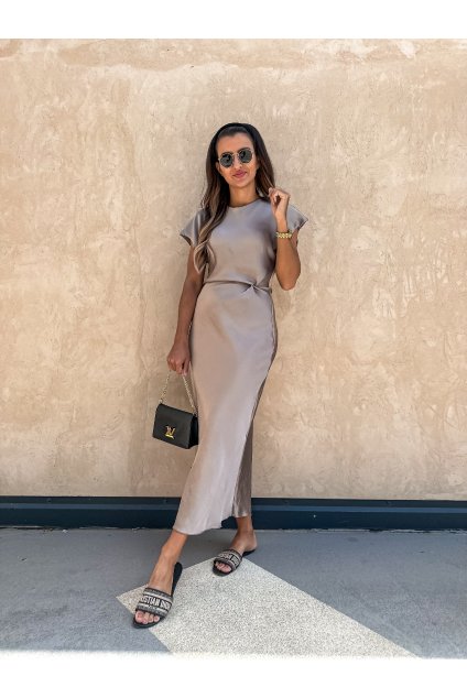 damske satenove midi saty s uzlem latte eshopat cz 1