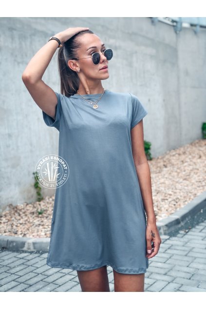 eshopat cz damske saty basic bamboo short sleeve grey
