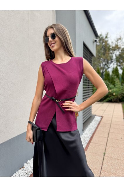 Dámská elegantní úpletová vesta Auriva wine red