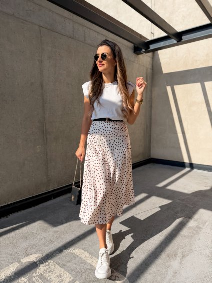 Dámská saténová sukně Clare Dot White