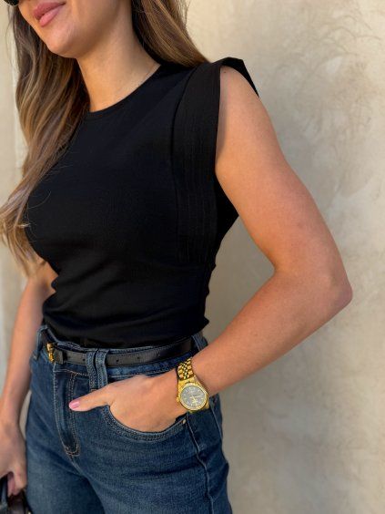 Bavlněné tílko s křidélkovými rukávy Black