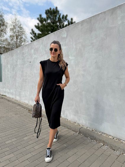 Šaty Carol s křidélkovými rukávy Black