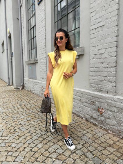 Šaty Carol s křidélkovými rukávy Yellow