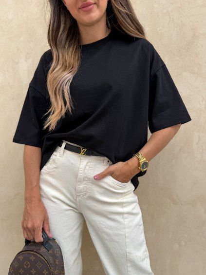 Dámské bavlněné oversize tričko Black