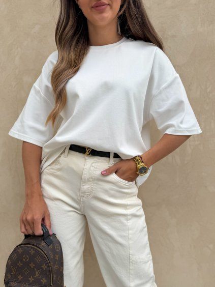 Dámské bavlněné oversize tričko White