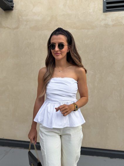 Dámský Peplum top White