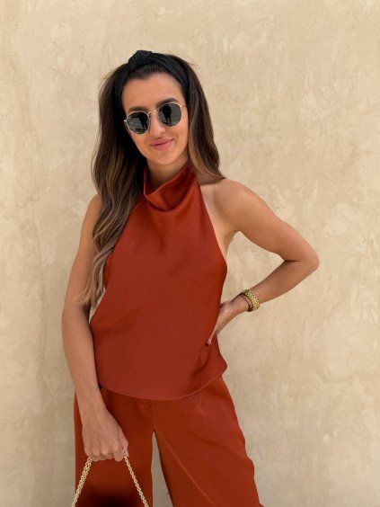 Dámský saténový top Halter Rusty
