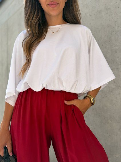 Oversize top s nařasením White