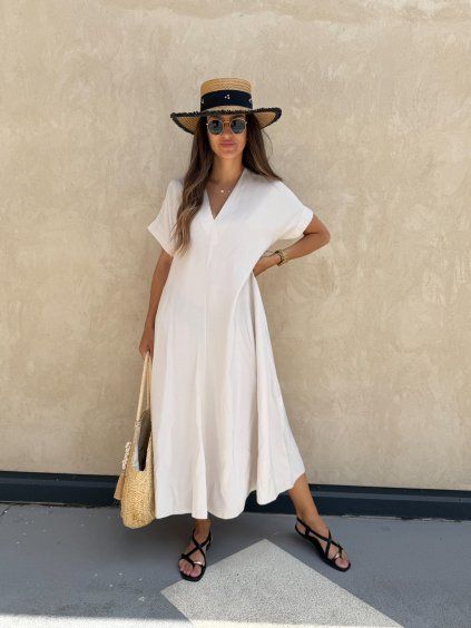 Dámské oversize šaty Thea Beige