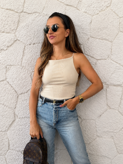 Dámské žebrované tílko Classy Beige