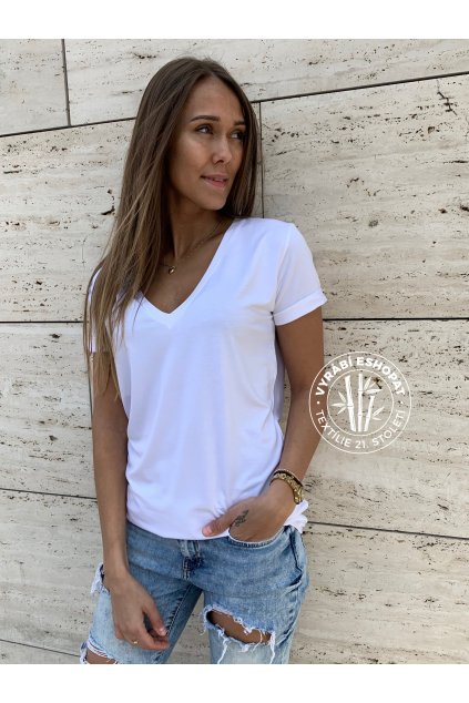 eshopat cz damske tricko bamboo basic v neck white