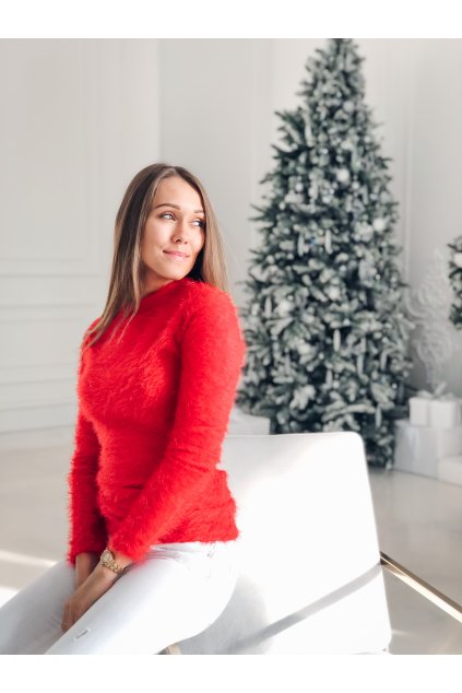 damsky svetr fluffy red eshopat cz 1
