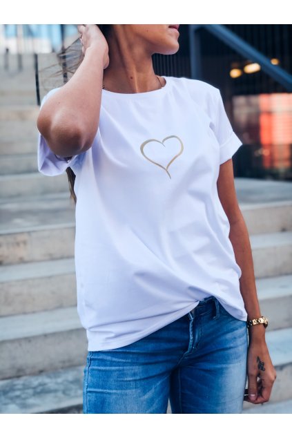 damske tricko gold heart white eshopat cz 1