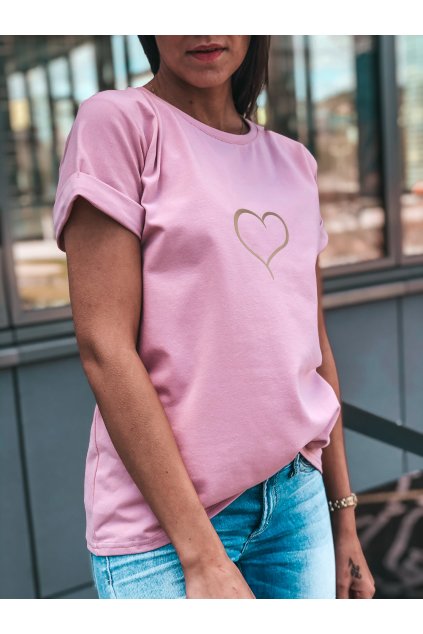 damske tricko gold heart powder pink eshopat cz 1