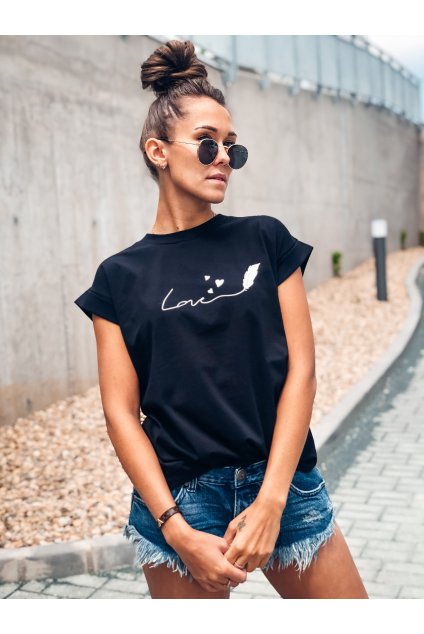 damske tricko feather love black eshopat cz 1