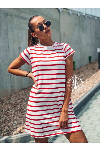 eshopat cz damske saty basic bamboo short sleeve stripe red