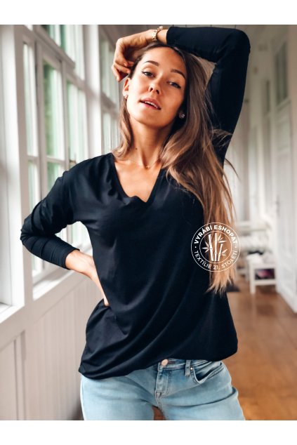 eshopat cz damske tricko bamboo classic long sleeve black