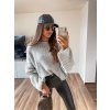 Dámský svetr s děrovanými rukávy Simple Grey