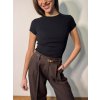 Žebrovaný top s krátkým rukávem Black 3