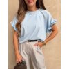 Dámské tričko s volánkovým rukávem Baby blue